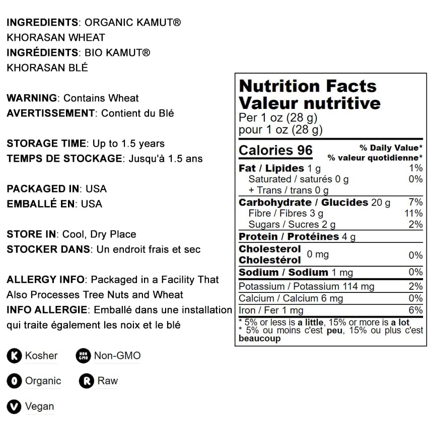 Food To Live Organic Rolled Kamut Khorasan Wheat Flakes, 12 Ounces - Non-Gmo, Whole Wheat Berries, Kosher, Bulk, Great For Cerea