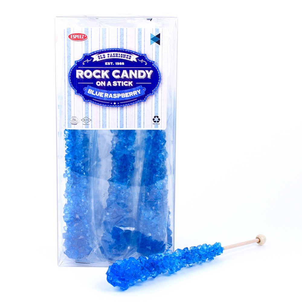 Extra Large Rock Candy Sticks: 12 Blue Rock Candy Sticks - Blue Raspberry - Individually Wrapped For Weddings, Bridal Showers, C