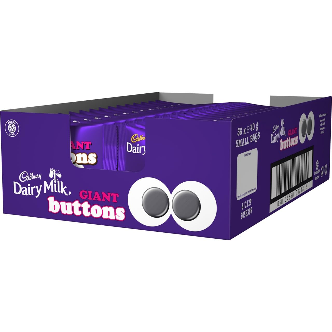 Cadbury Dairy Milk Giant Buttons Chocolate Bag, 40g (Pack of 36)