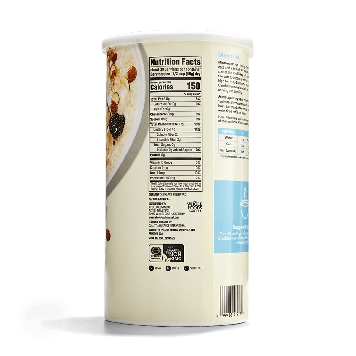 365 by Whole Foods Market Organic Quick Oats, 42 Ounce, Healthy Breakfast Option