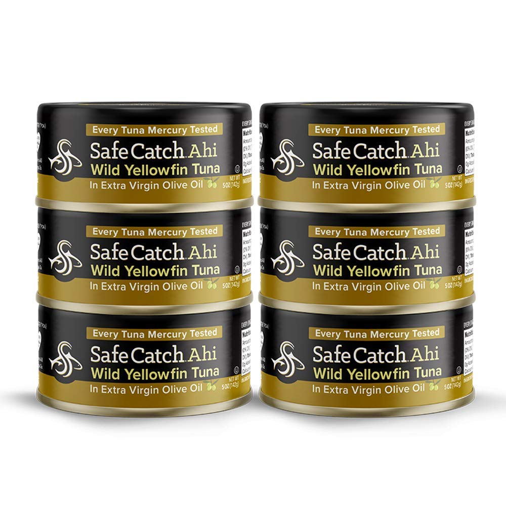 Safe Catch Wild Ahi Yellowfin Tuna Fish Canned, Wild Caught, Lowest Mercury, Lean Protein, Omega 3, Gluten-Free, Kosher, in Extr