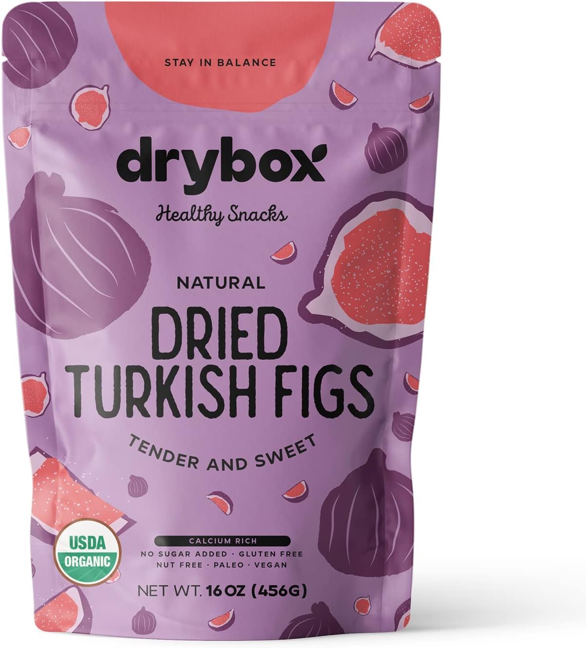 Drybox Organic Dried Turkish Figs No Sugar Added, 1 Pack Smyrna Fig Unsulfured Unsweetened Non-GMO - Natural Dried Fruit for Sna