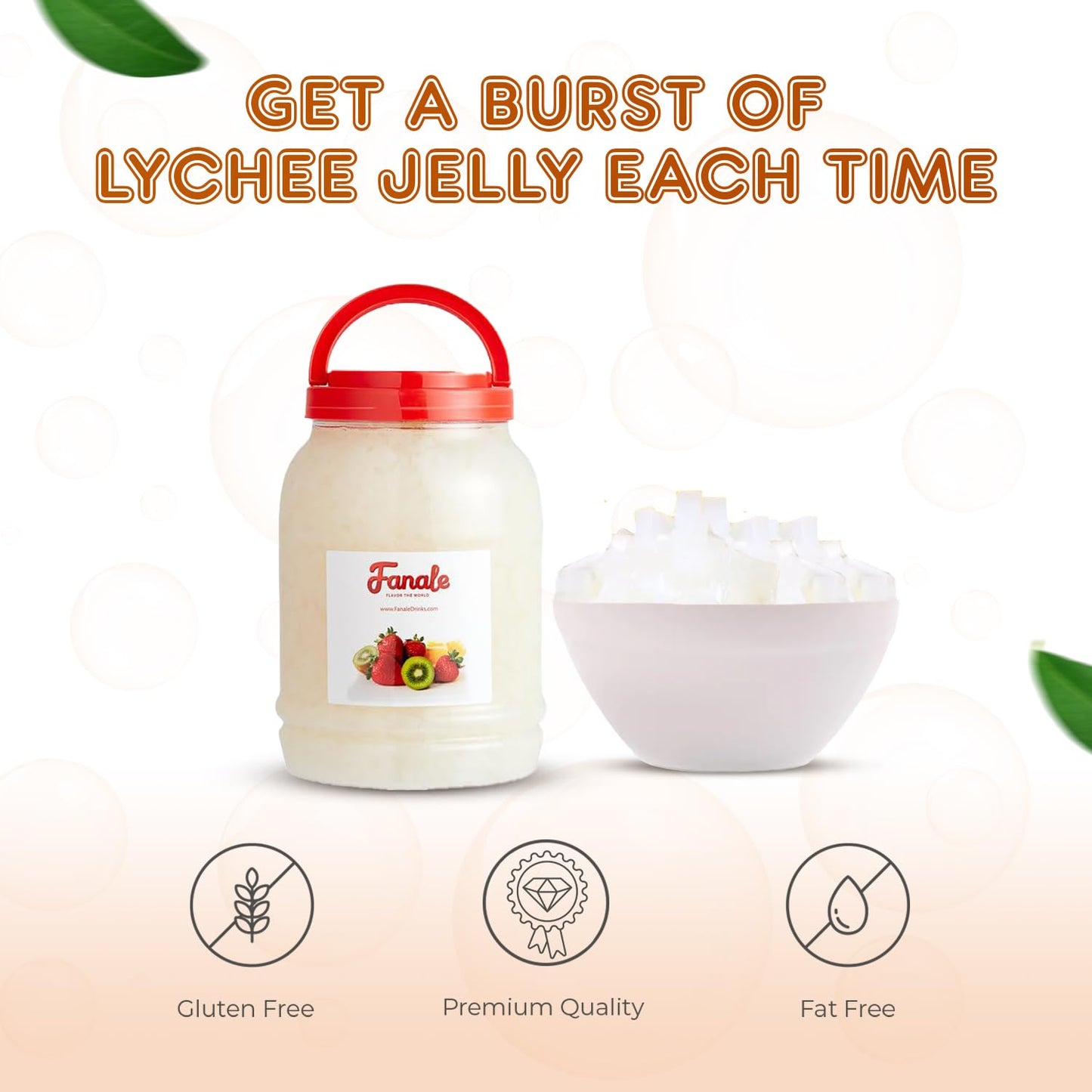 Fanale Coconut Jelly Topping Nata De Coco For Bubble Tea 8.3 Lb | Lychee Jelly | For Boba Tea, Smoothies, Slushes, Desserts | 8.