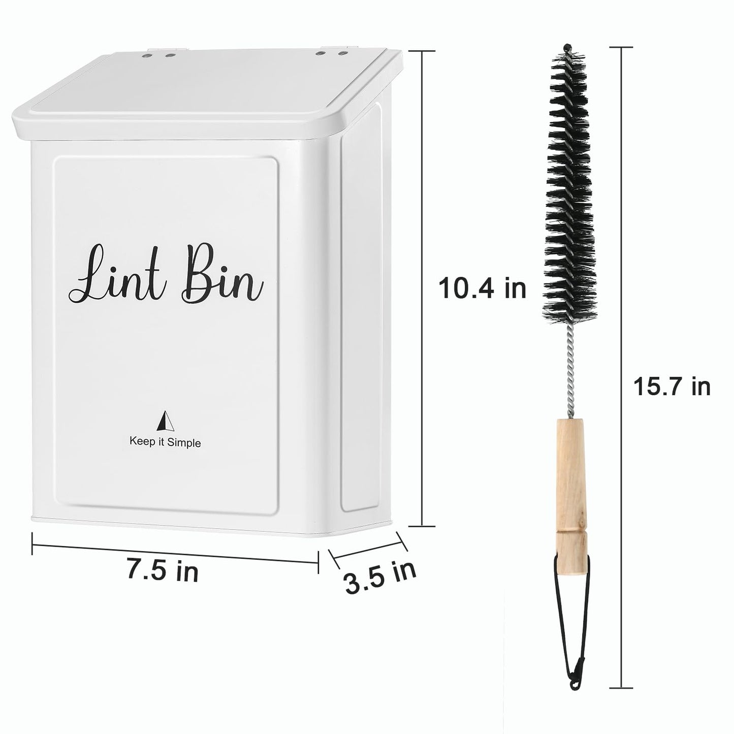 Subekyu Metal Magnetic Lint Bin For Laundry Room, Wall Mounted Lint Box Holder Trash Can With Lid For Dryer,Lint Basket For Laun