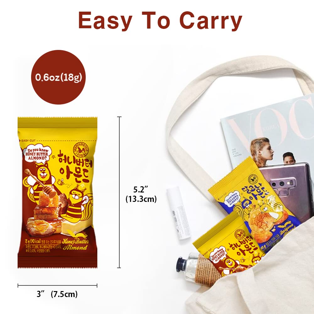 K-Herb Korean Snacks - Gourmet Honey Butter Almond Korean Dalgona Almond Snacks For Adults, Kids - Flavored Almonds With Delicio
