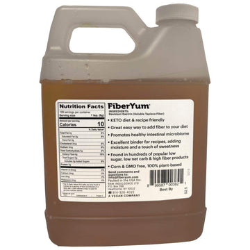 FiberYum Pre-biotic Tapioca Fiber Syrup, Plant Based, Low Cal, Non-GMO & Kosher, 40 Ounce
