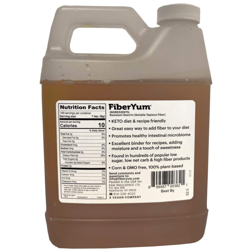 FiberYum Pre-biotic Tapioca Fiber Syrup, Plant Based, Low Cal, Non-GMO & Kosher, 40 Ounce