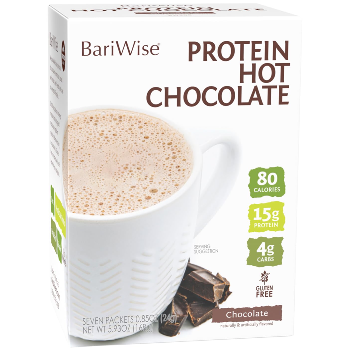BariWise Protein Hot Chocolate, Low Sugar, Low Carb, Keto Friendly, Gluten Free, 7ct, 0.85 Ounce