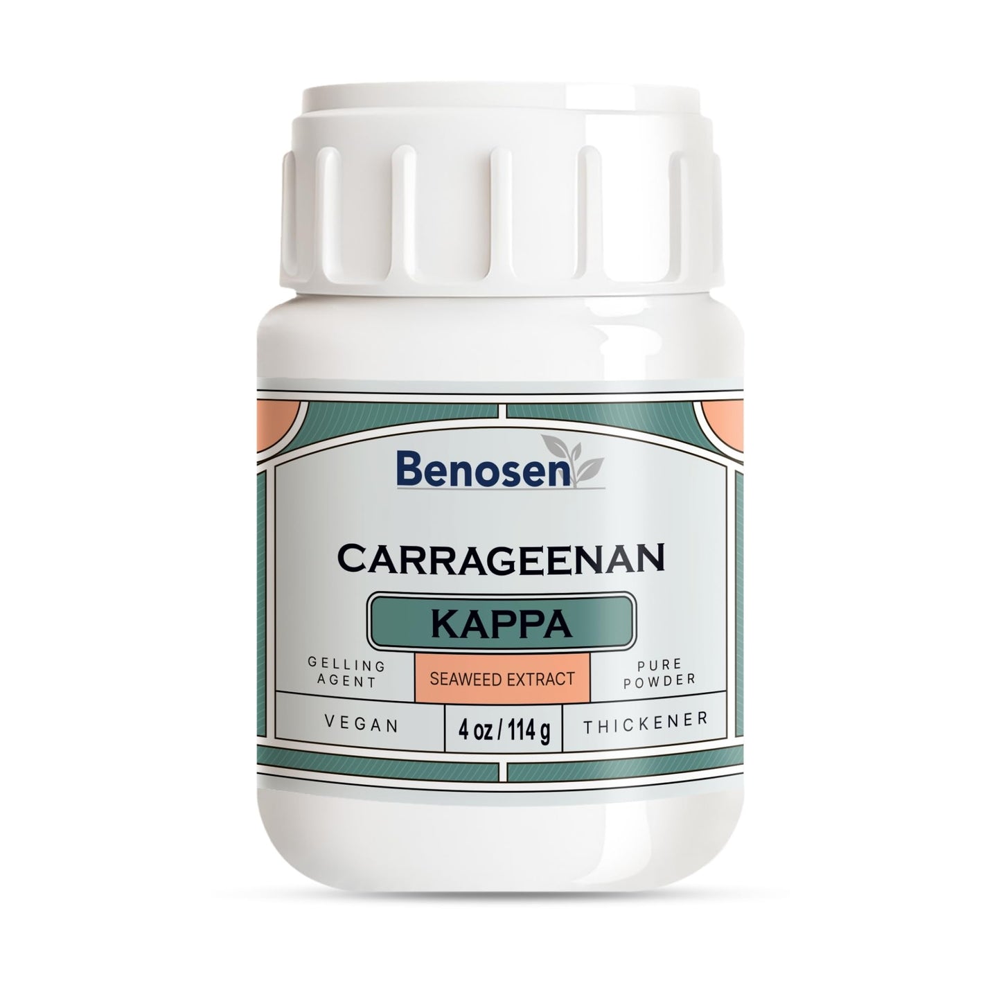 Benosen Kappa Carrageenan - Vegan Gelatin Substitute, Food Grade Thickener, 4 oz, White to Yellowish Powder