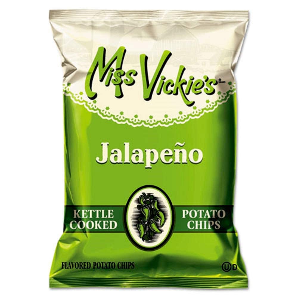 Miss Vickies Kettle Cooked Jalapeno Potato Chips, 1.375 Oz Bag, 64/Carton
