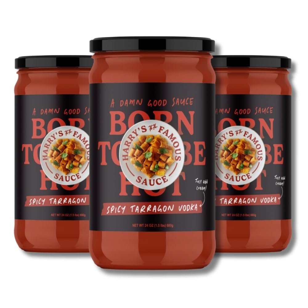 HarryS Famous Sauce Spicy Tarragon Flavor Blend 3-Pack 24Oz Pasta Sauce Gluten-Free Plant-Based Keto-Friendly No Sugar Added Us-Grown Tomatoes
