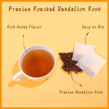 Jarteela Roasted Dandelion Root Tea Bags - Non-GMO, Caffeine-Free, 50 Count
