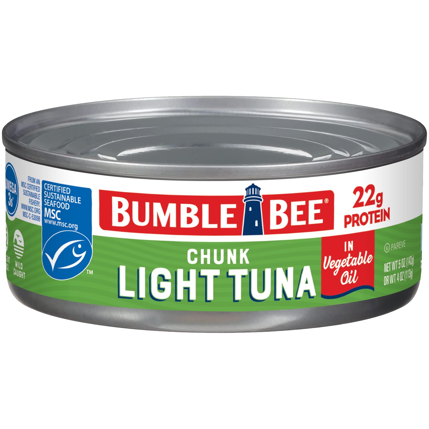 Bumble Bee Chunk Light Tuna In Oil, 5 Oz Cans (Pack Of 24) - Wild Caught Tuna - 22G Protein Per Serving - Non-Gmo Project Verified, Gluten Free, Kosher - Great For Tuna Salad And Recipes