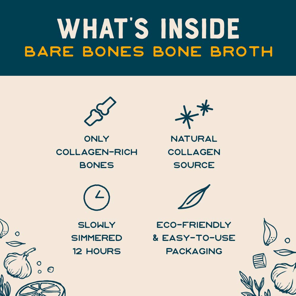 Organic Chicken Bone Broth By Bare Bones - Organic, Chicken Bone Broth, Protein-Rich, 1 Pound (Pack Of 6)