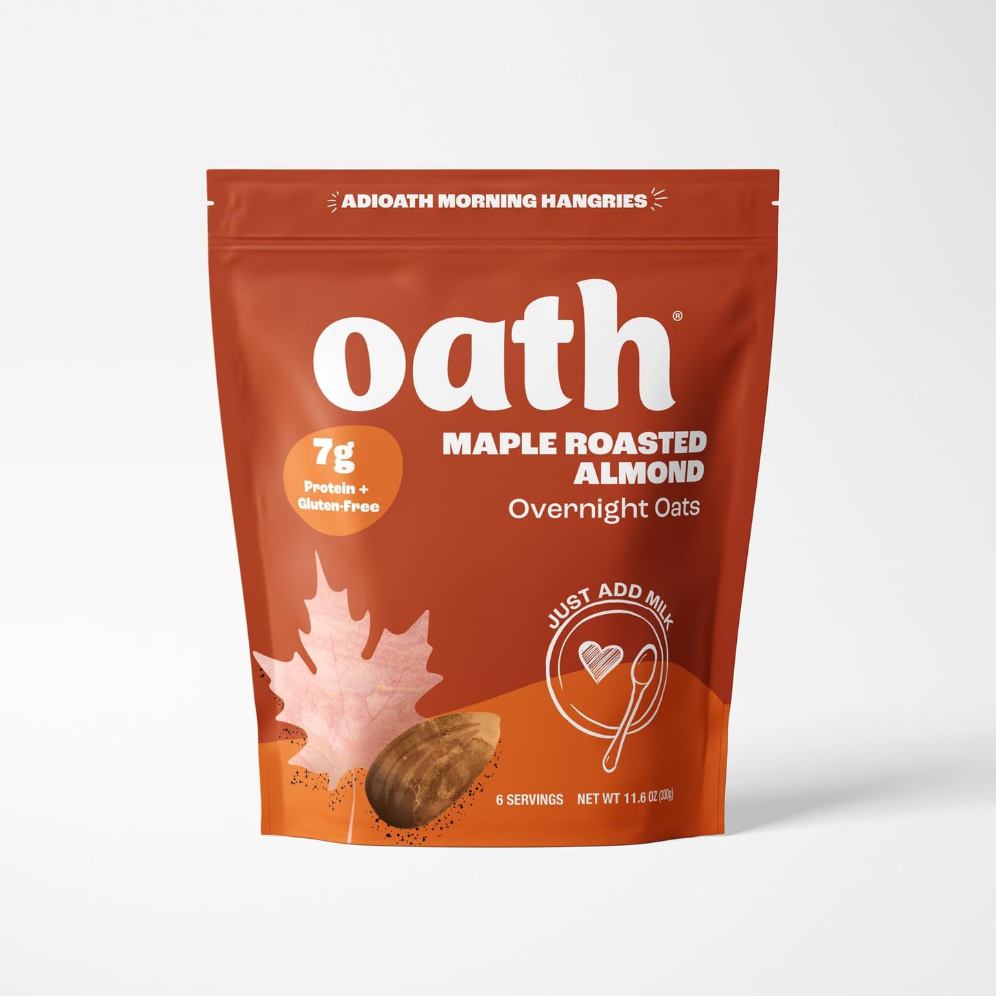 Oath Maple Roasted Almond - Overnight Oats - Vegan, Gluten-Free, High Protein, Plant-Based, Clean Ingredients, 11.6 oz (Pack of