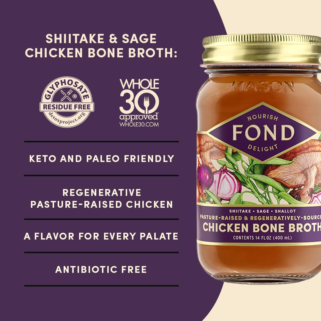 FOND NOURISH DELIGHT Organic Chicken Bone Broth - 8 Pack, 14 Fl Oz Each