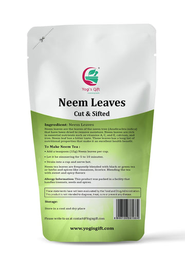 Neem Leaf Tea 4 oz | 100% Natural Detox, Cut & Sifted Azadirachta Indica | Non-GMO, Ethically Sourced | Yogi's Gift®