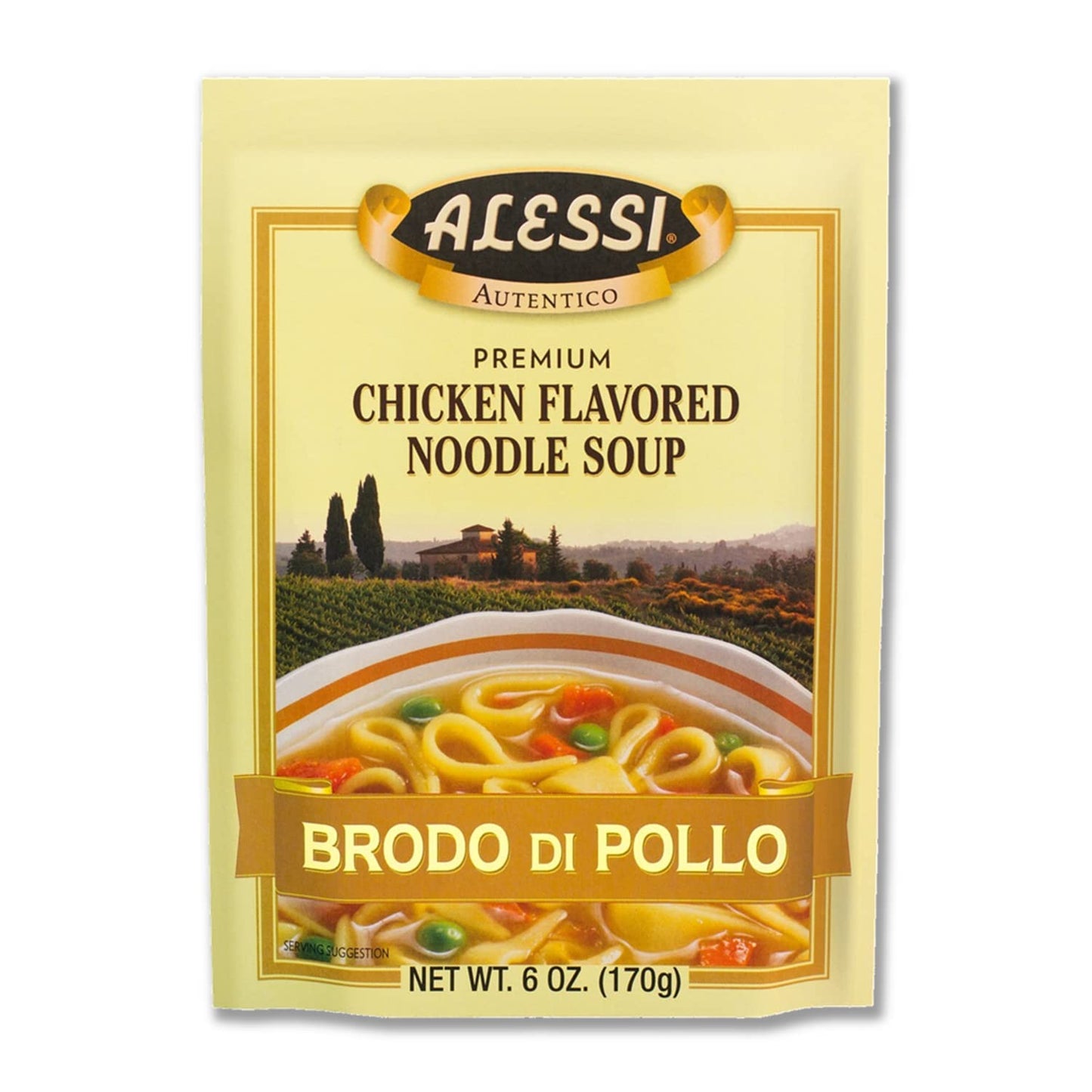 Alessi Autentico Premium Soups, Traditional Flavors, 6Oz (Chicken Noodle, Pack Of 6)