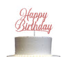 RokAPary Happy Birthday Glitter Cake Topper, Acrylic, Double-Sided, Rose Gold