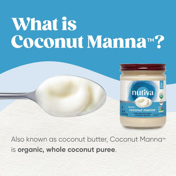Nutiva Organic Coconut Manna Pur ed Coconut Butter, 15 Oz, USDA Organic, Non-GMO, Vegan, Gluten-Free & Keto, Creamy Spread for