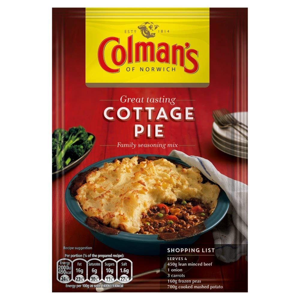 Colmans Cottage Pie perfect with creamy mashed potato Recipe Mix quick to prepare pie mix 45 g