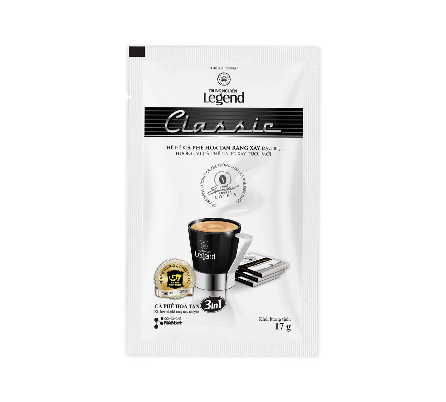 Trung Nguyen Legend - Classic - 3 In 1 Premium Instant Coffee - Finely Milled Coffee Beans, Non-Dairy Creamer, & Sugar - Strong