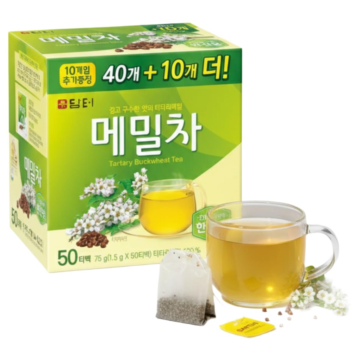 Damtuh Tartary Buckwheat Tea - Nutty & Refreshing Herbal Tea Energy Blend-Free 50 Tea Bags (1.5G Each)