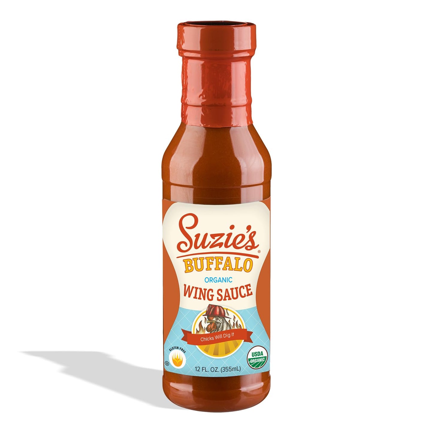 Suzies Organic Buffalo Wing Sauce - 12 fl oz | Certified Organic, Bold Tangy Heat, Clean Ingredients, Gluten-Free, Non-GMO, Keto