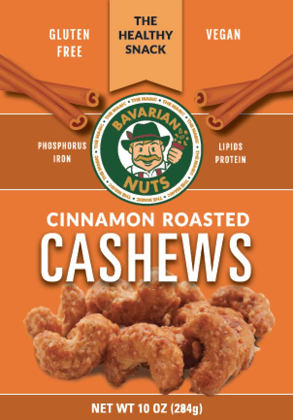 Magic Bavarian Cinnamon Roasted Cashews, 10 Oz - Sweet, Gluten-Free, Vegan Nuts, Made In The Usa