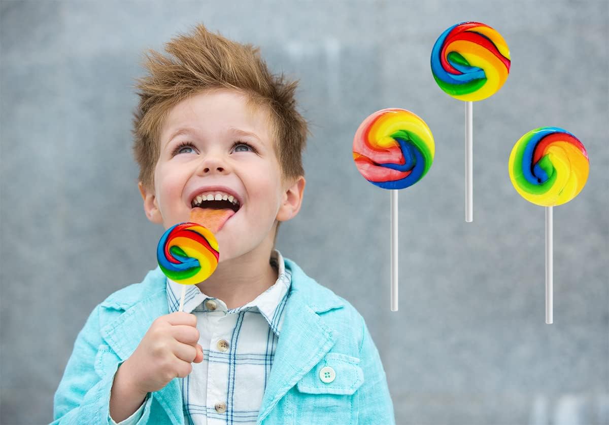 The Dreidel Company Rainbow Swirl Lollipop, Mixed Fruit Flavor, 1.5 Inch, Individually Wrapped, 96-Pack