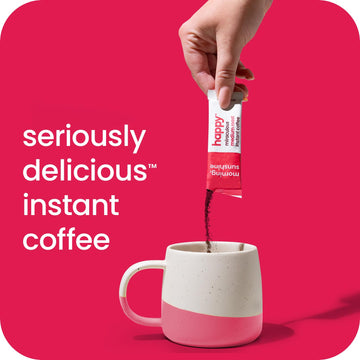 Happy Instant Coffee, Medium Roast With Notes Of Caramel And Glee, 8 Packets, Single Serve, Use For Hot Or Iced Coffee, Sustaina