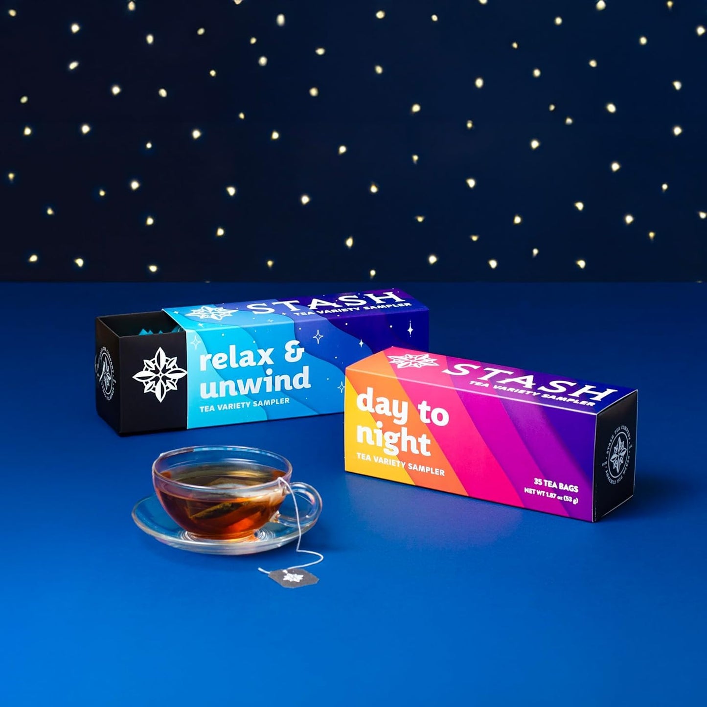 Stash Tea Relax and Unwind Tea Sampler - Assorted Herbal Teas, 35 Count Gift Set