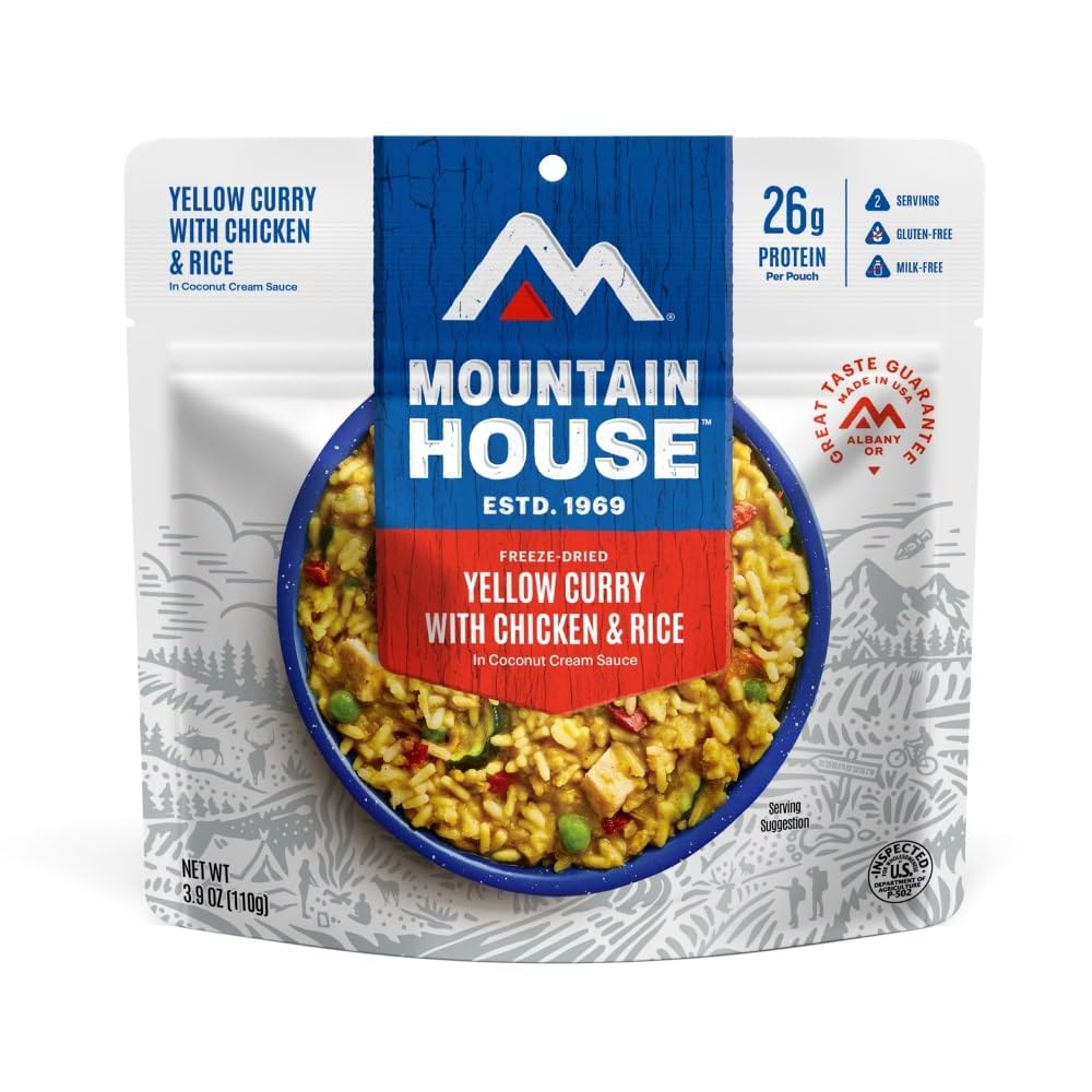 Mountain House Yellow Curry With Chicken & Rice | Freeze Dried Backpacking & Camping Food | 2 Servings | Gluten-Free