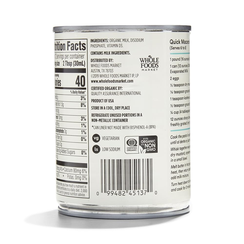 365 By Whole Foods Market, Milk Evaporated Organic, 12 Fl Oz