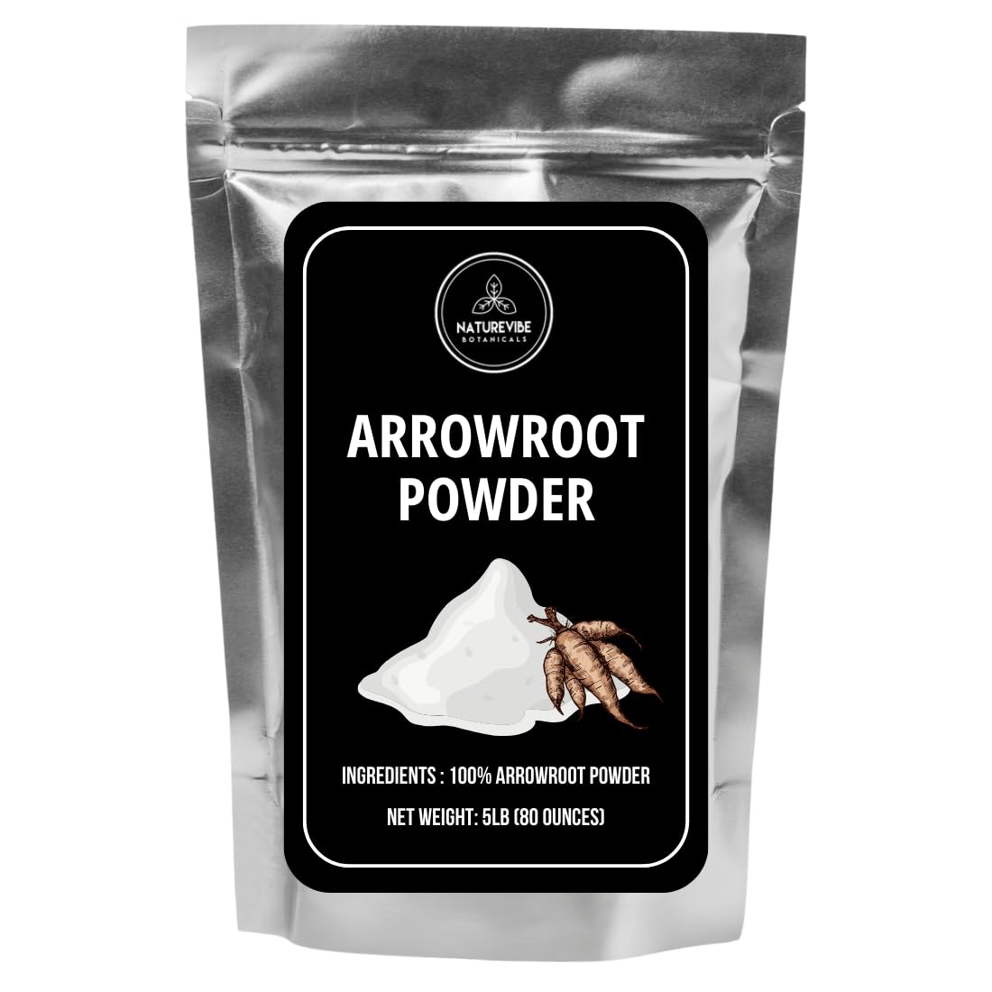 Naturevibe Botanicals Arrowroot Powder, 5Lbs | Gluten-Free And Non-Gmo | Used In Cooking | Used For Coating (80 Ounces)