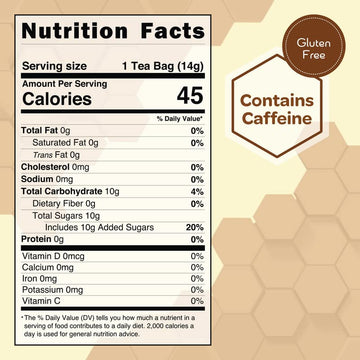 True Honey English Breakfast Tea Bags - Honey Crystals Blended In Every Sachet - Strong Antioxidant Support - All Natural Organi