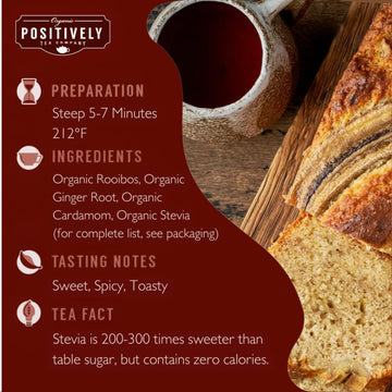 Organic Positively Tea Company Banana Bread Chai Rooibos Tea, Loose Leaf, 16 Ounce, 1 Pound (Pack of 1)