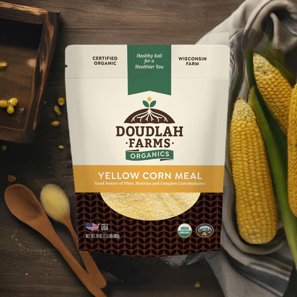 Organic Yellow Cornmeal 1.5 Lb Fine Grind - Non-Gmo, Gluten-Free, Sugar-Free, Farmed From Regenerative Soil, Vegan, Grown In Usa