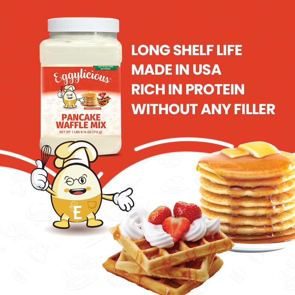 Eggylicious Pancake/Waffle Mix – Classic Recipe, 25.14 oz Jar – No Preservatives or Colorants, Loved by Kids & mature-themeds