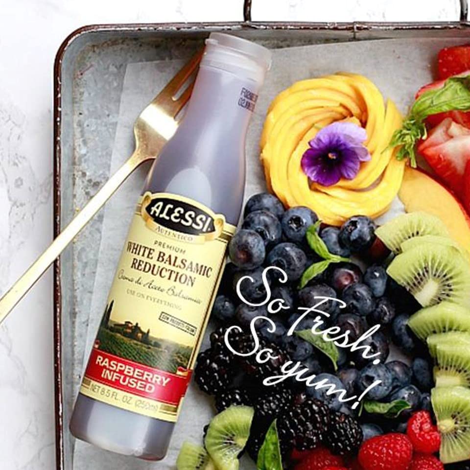 Alessi Balsamic Vinegar Reduction, Autentico From Italy, Ideal On Caprese Salad, Fruits, Cheeses, Meats, Marinades, Raspberry Balsamic (Raspberry Balsamic, 8.5 Fl Oz (Pack Of 1))