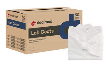 Dealmed Sms 3X-Large White Lab Coat - Disposable Medical Lab Coats, No Pockets, Breathable And Durable (Case Of 50)
