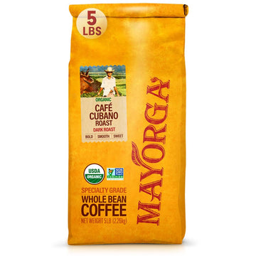 Mayorga Dark Roast Coffee 5Lb Bag Cubano Roast Coffee 100% Arabica Caf   Whole Coffee Beans - Smoothest Organic Coffee - Special