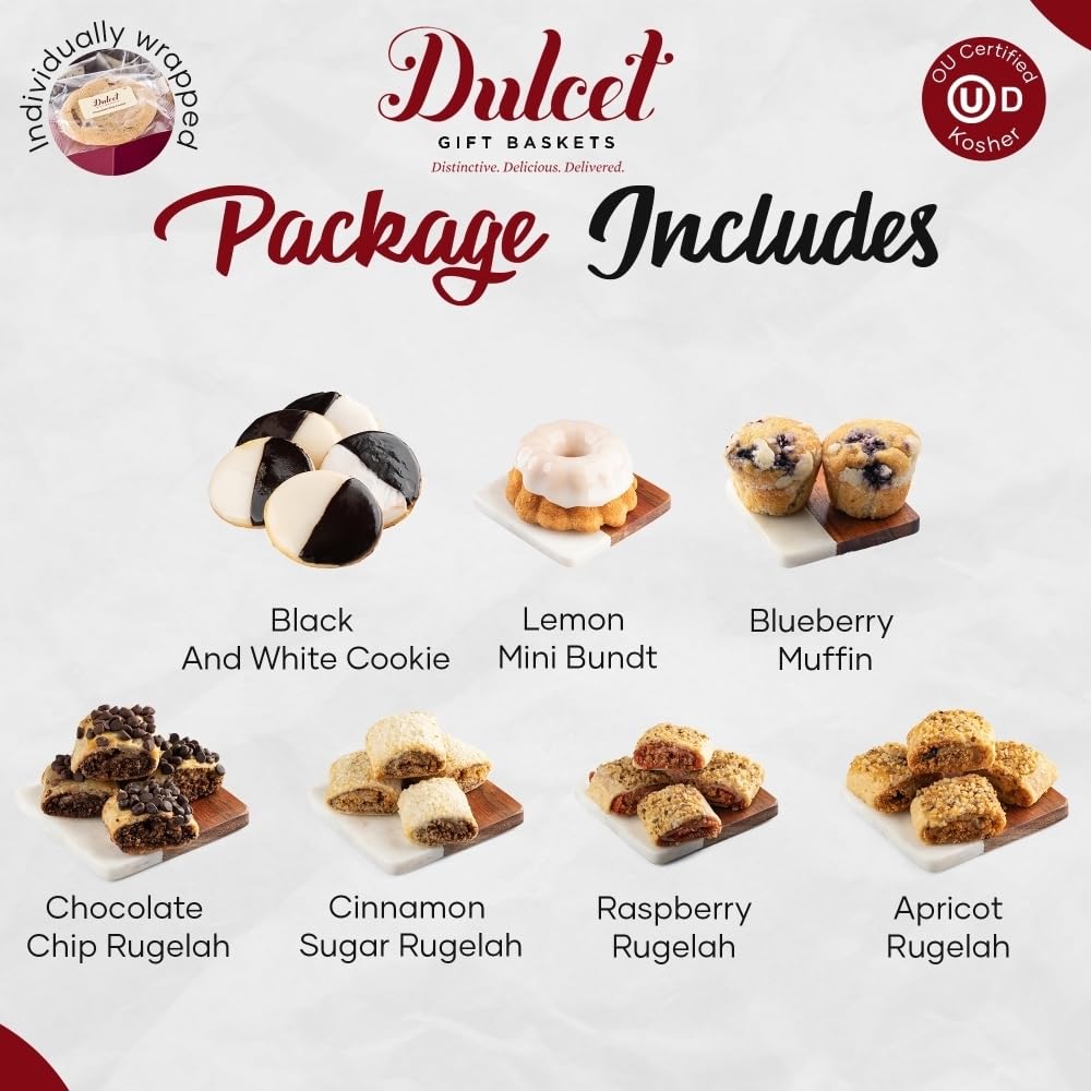 Dulcet Gift Baskets Old Fashioned Gourmet Bakery Muffin And Black And White Cookie Wicker Gift Basket Great Gift For Get Well Wishes-Housewarming- For Family, Women, Men, Him, Her And Grandparents.