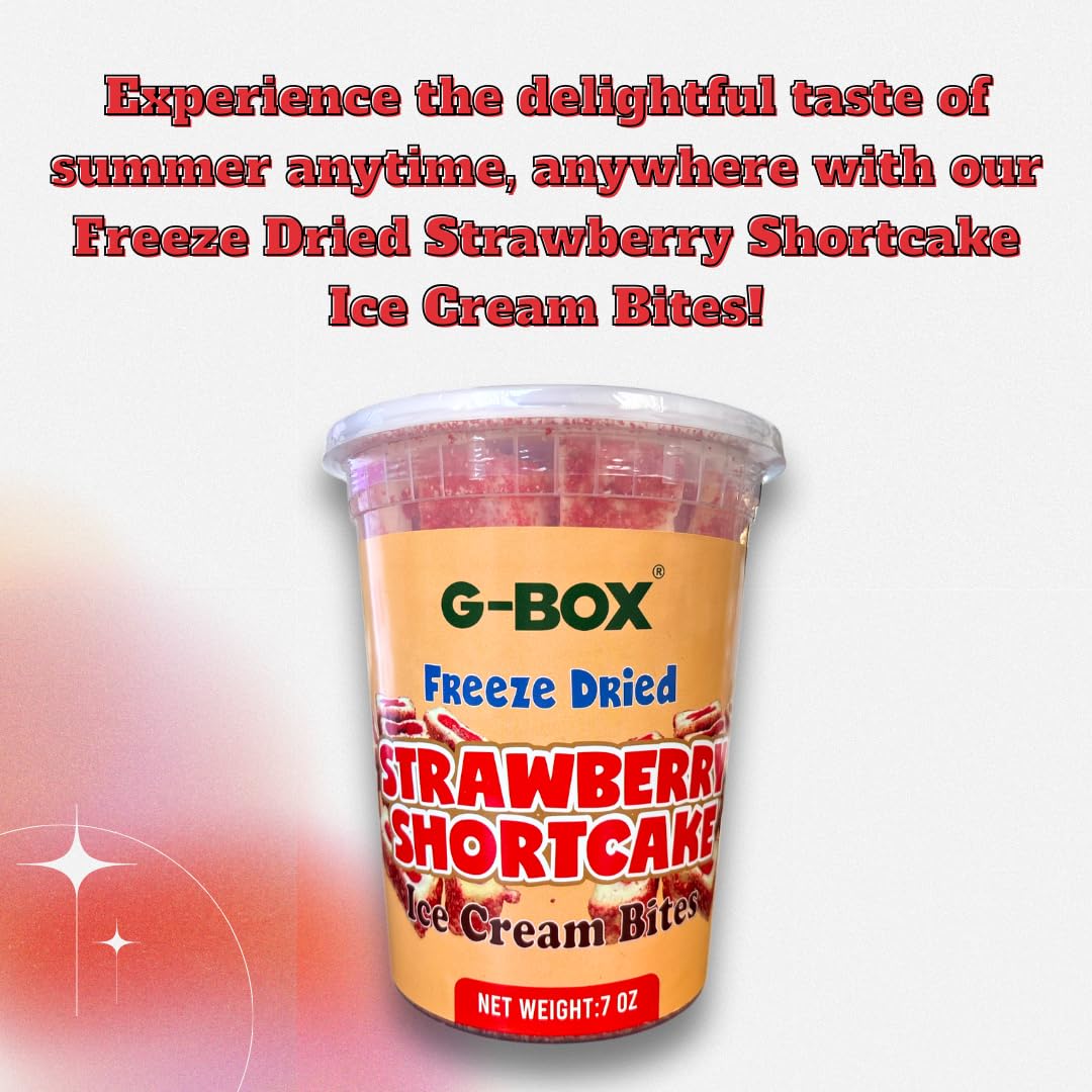 G-Box Freeze Dried Ice Cream| Crunch Strawberry Shortcake Ice Cream Bites - Perfect For Camping, Outdoor, And Party - Air-Tight