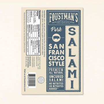 Foustman'S Salami Pork San Francisco Style Artisanal, Nitrate-Free, Naturally Cured, Gluten-Free, Dairy-Free, Pack Of 3, 8 Oz Ea