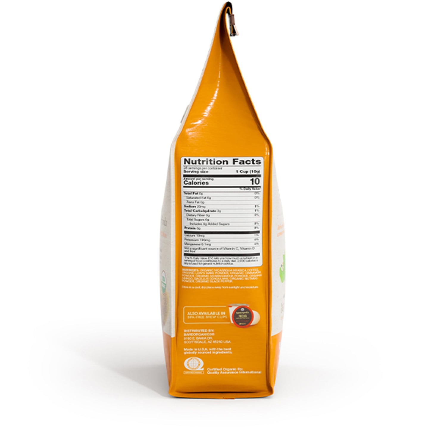 Bareorganics Artisan Ground Focus Bagged Coffee With Superfoods, Medium Roast, Non-Gmo & Gluten-Free, Ginkgo, Ashwagandha & Lion