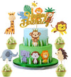 6Pcs Jungle Animal Happy Birthday Cake Toppers Elephant Giraffe Hedgehog Lion Monkey Cake Decorations Animals Party Baby Showers
