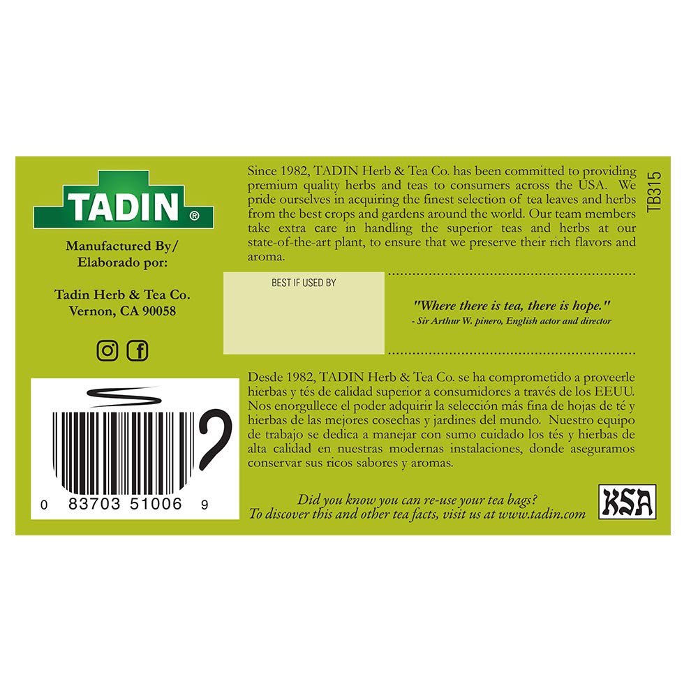 Tadin Herbal Tea Blend - Caffeine Free, 24 Bags, 1.01 oz, Pack of 3