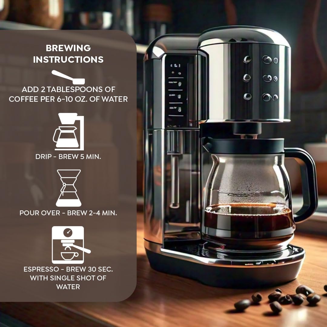 Maud'S Decaf Dark Roast Ground Coffee, 20 Ounces | Decaffeinated Tall, Dark & Handsome Blend | 100% Arabica Dark Roast Coffee |