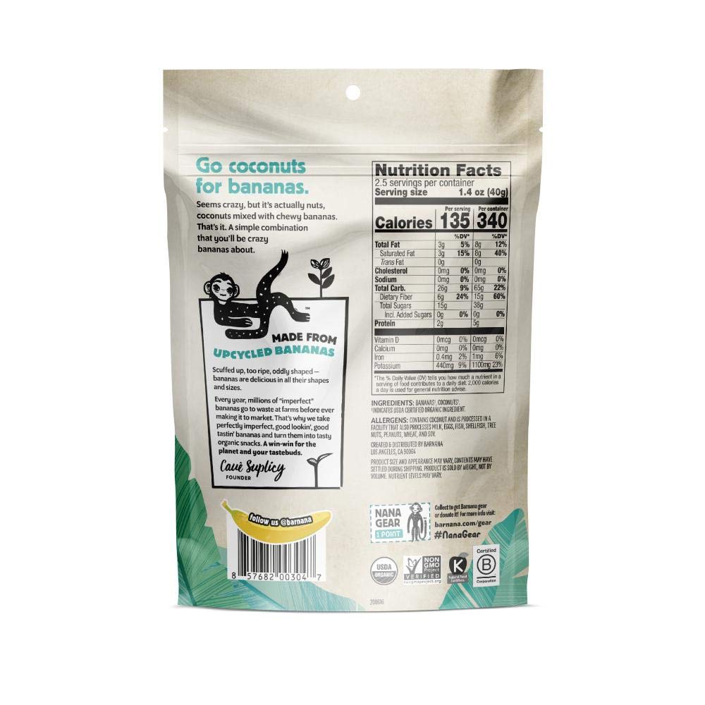 Barnana Organic Chewy Banana Bites - Coconut - 3.5 Ounce - Delicious Barnana Potassium Rich Banana Snacks - Lunch Dinner Sports